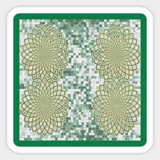 Green Mandala Lotus Flower of Life Sacred Geometry Pattern Print Sticker